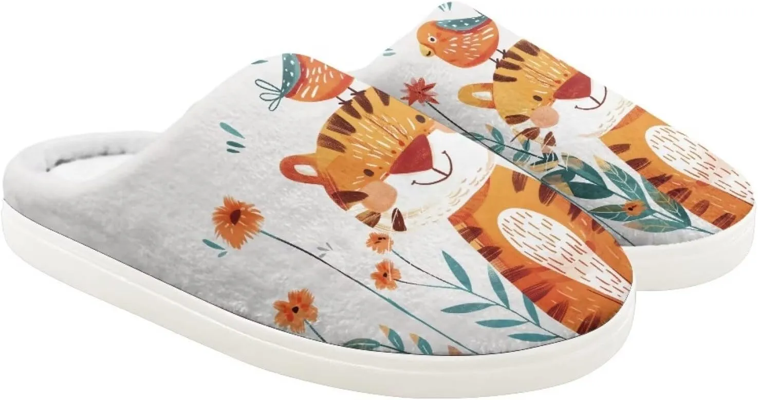Animal Children's Plush Slippers For Girls Little Kids Comfy House Non-Slip Warm Flannel Fuzzy Slippers Cute Closed Toe Slippers Size9-14.5