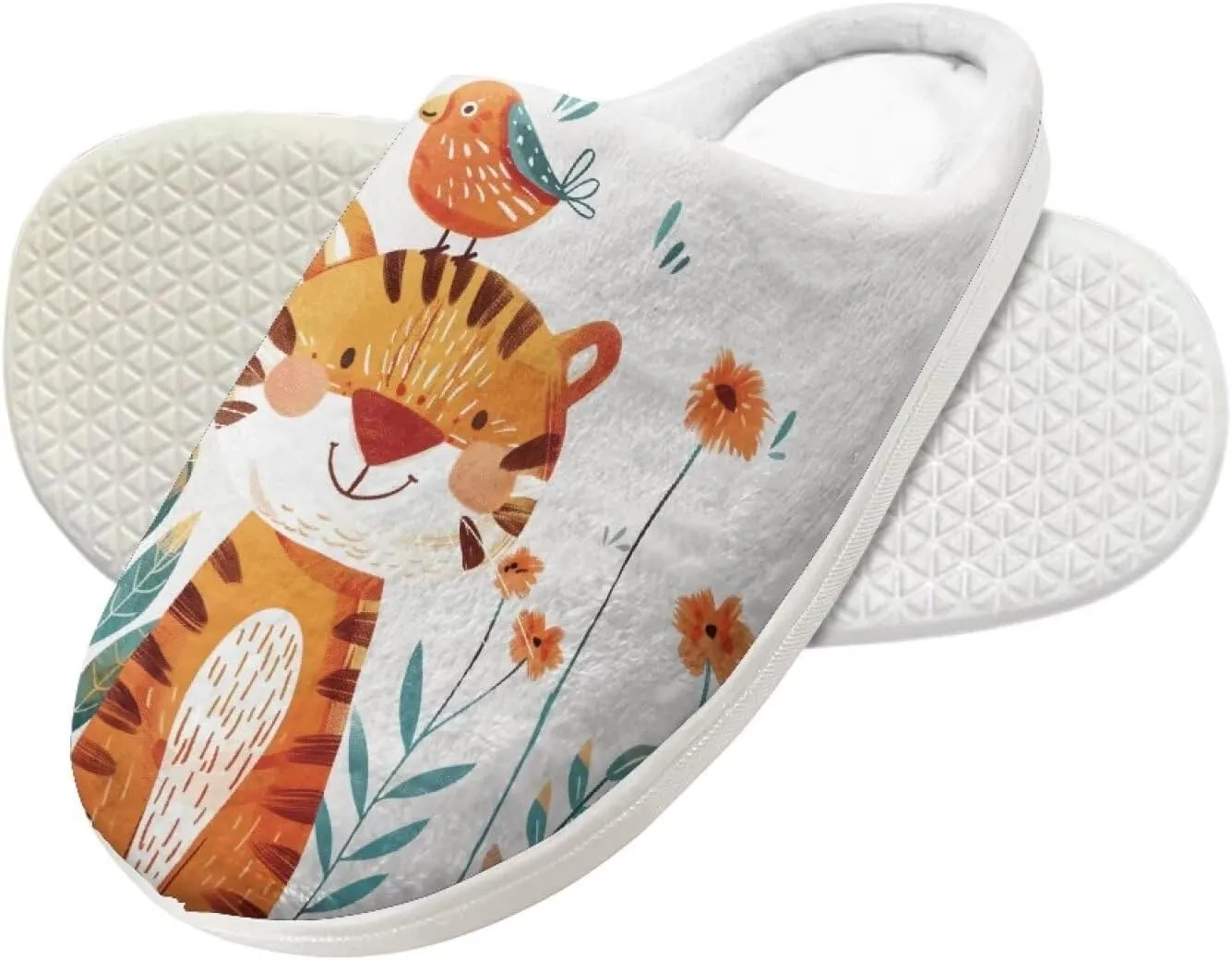 Animal Children's Plush Slippers For Girls Little Kids Comfy House Non-Slip Warm Flannel Fuzzy Slippers Cute Closed Toe Slippers Size9-14.5
