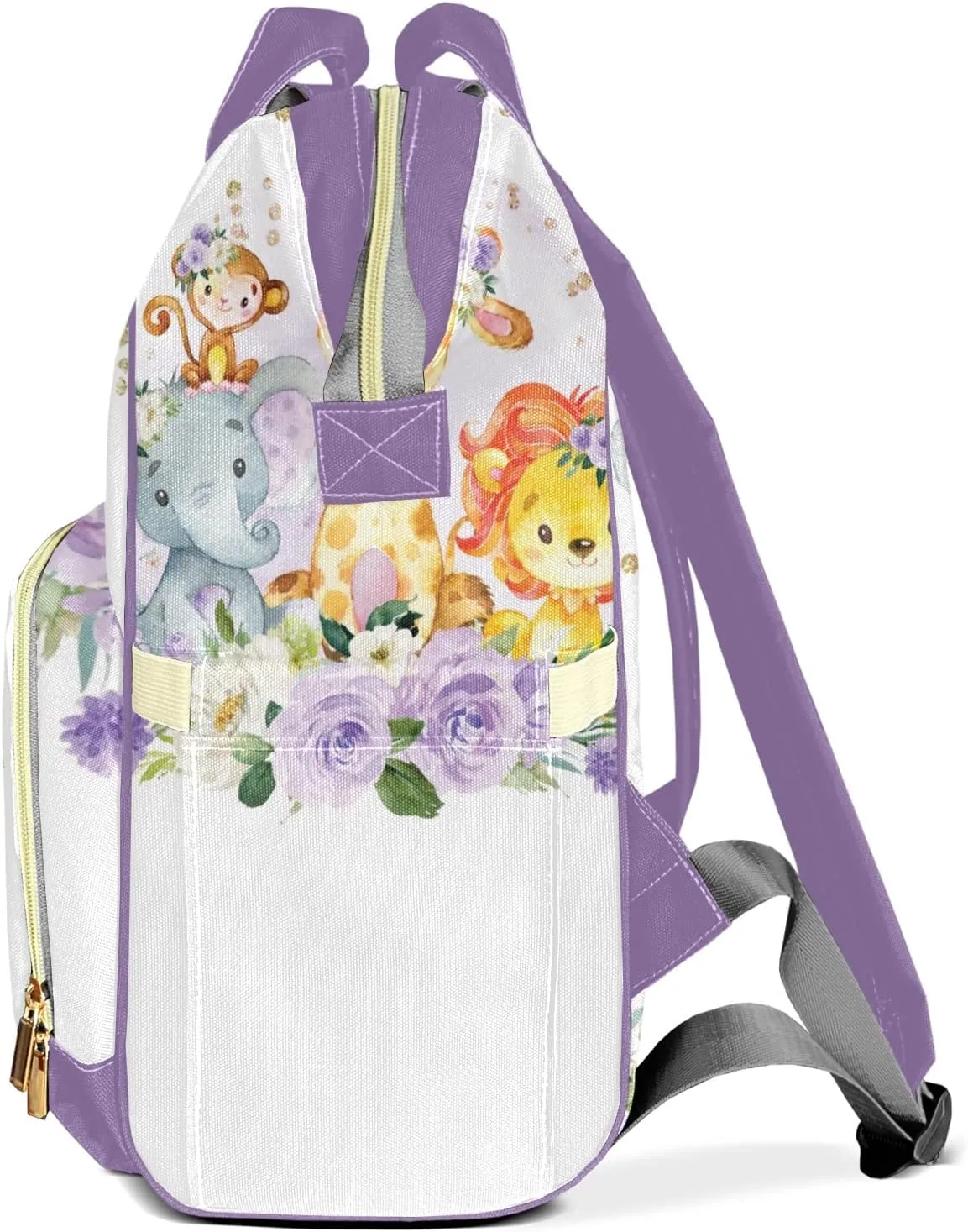 Animal Elephant Flower Personalized Diaper Bags Waterproof Backpack Shoulder Daypack for Mother's Day Gifts