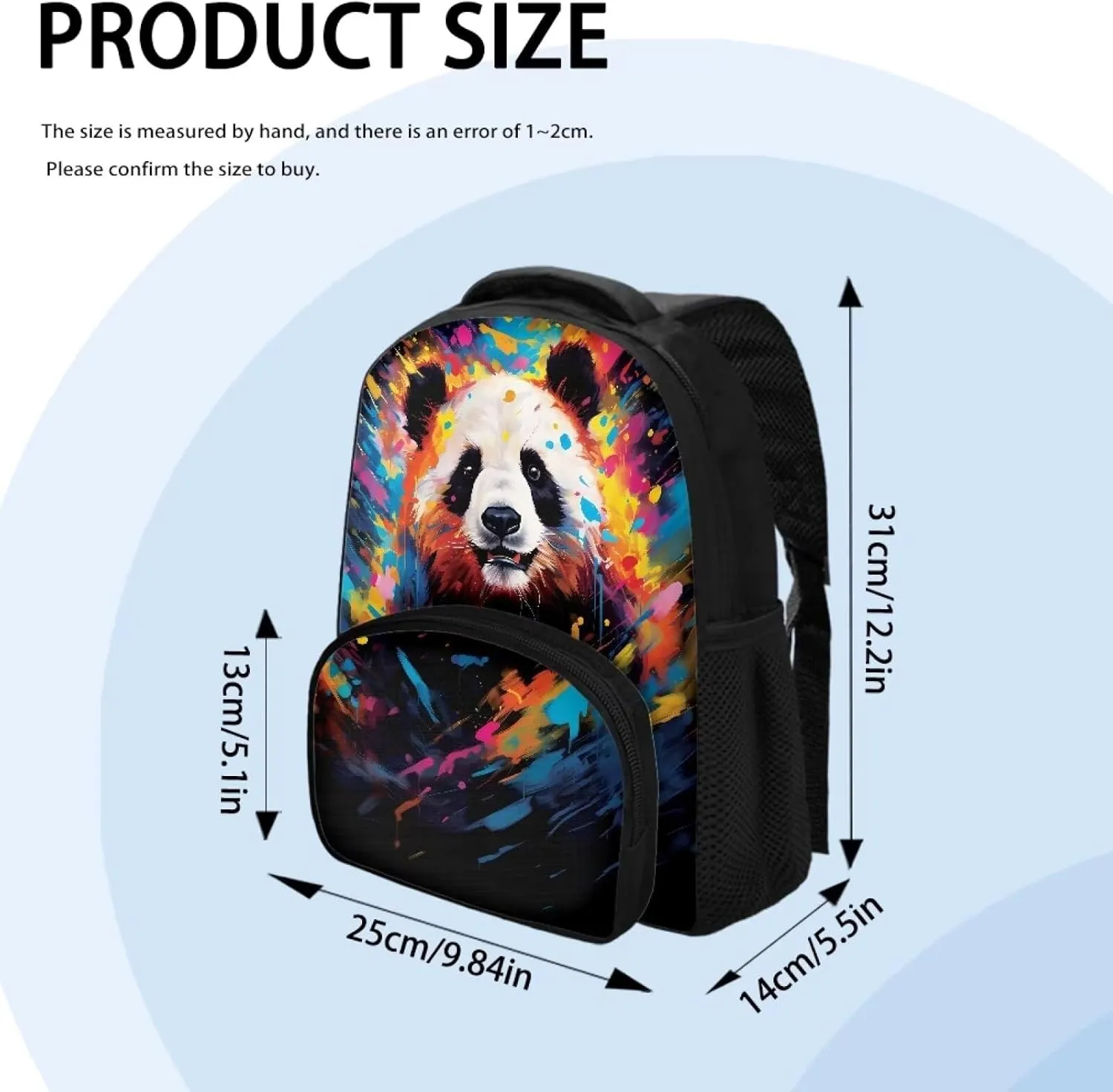 Animal Panda Print Toddler Backpack for Girls and Boys, Preschool Kindergarten Backpack, Cute Kids School Bookbag with Adjustable Straps