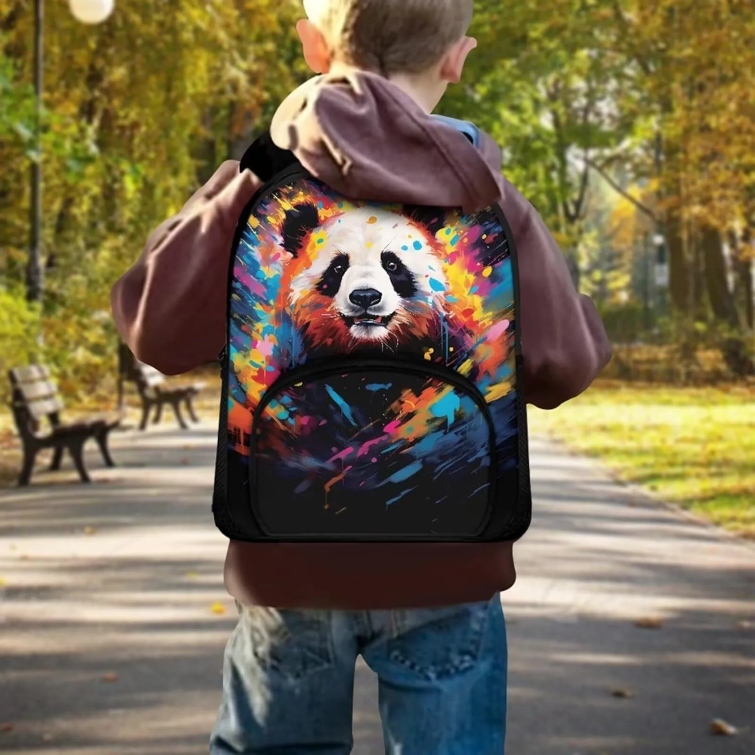 Animal Panda Print Toddler Backpack for Girls and Boys, Preschool Kindergarten Backpack, Cute Kids School Bookbag with Adjustable Straps