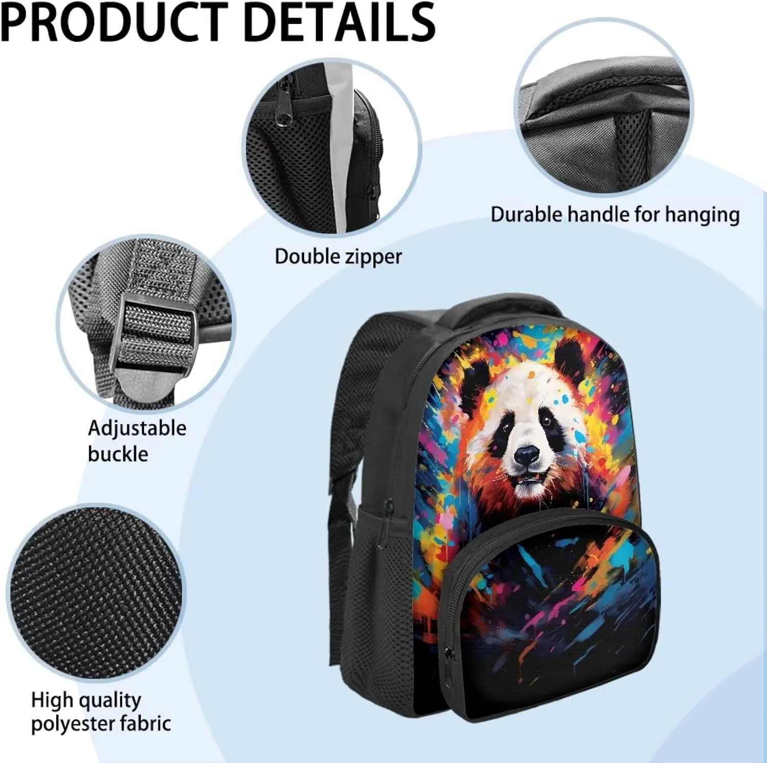 Animal Panda Print Toddler Backpack for Girls and Boys, Preschool Kindergarten Backpack, Cute Kids School Bookbag with Adjustable Straps