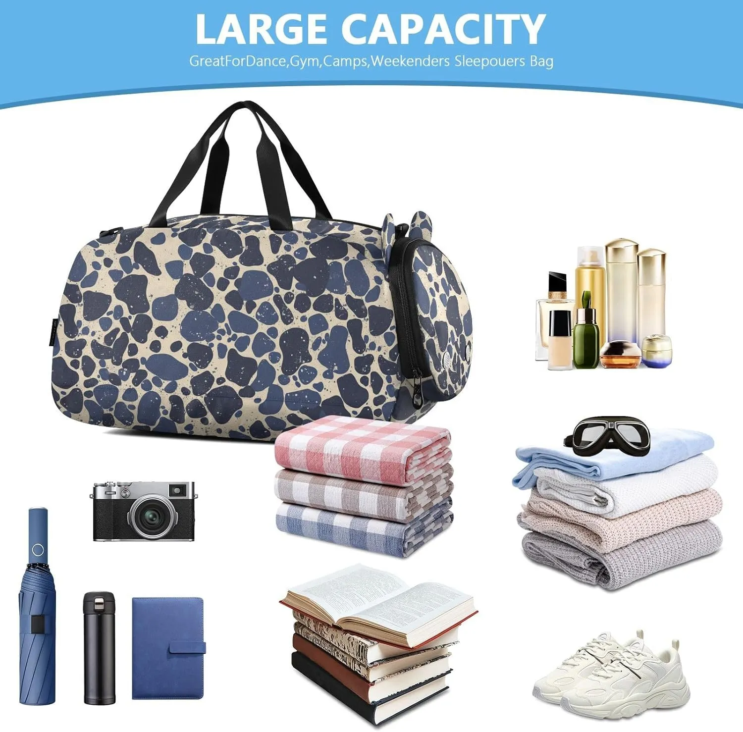 Animal Print Style Mediumslateblue Small Purse Crossbody with Shoes Compartment Practical Women's Shoulder Handbags for Take a walk