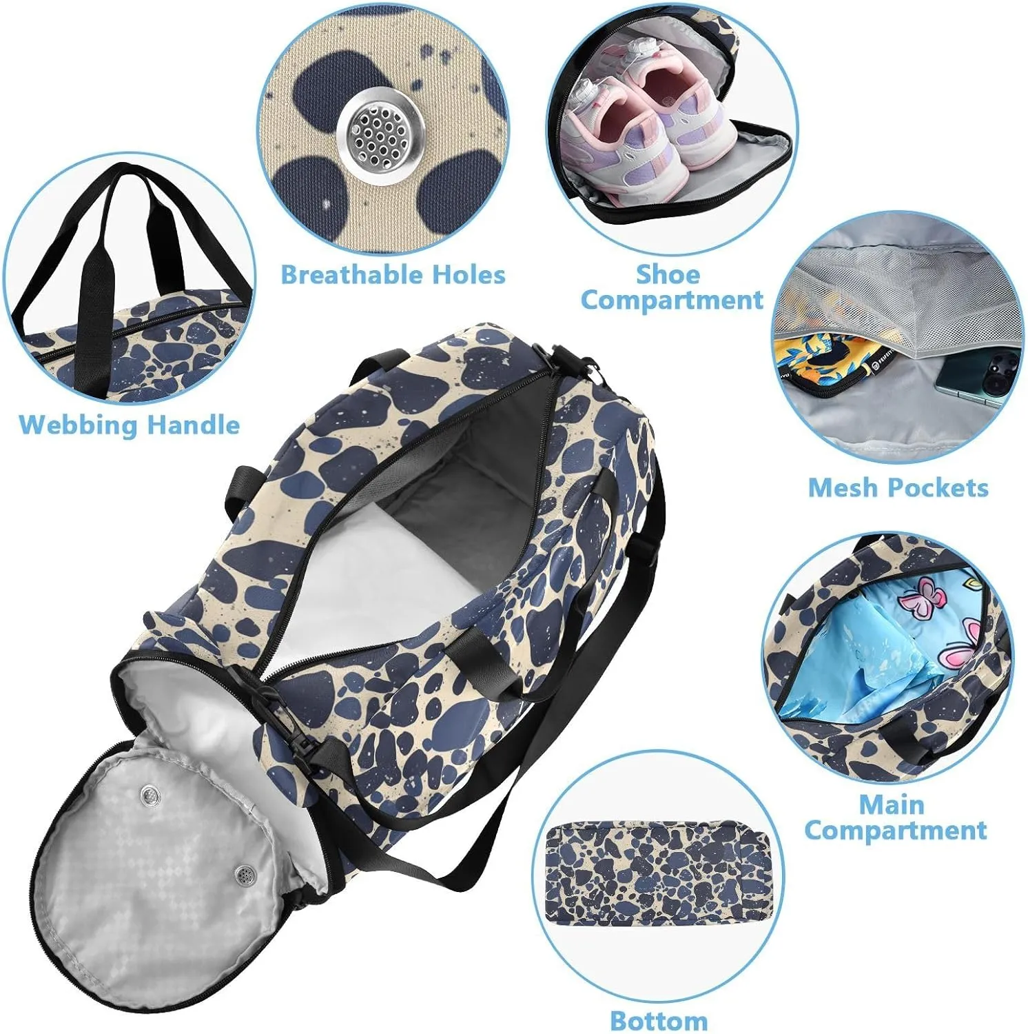 Animal Print Style Mediumslateblue Small Purse Crossbody with Shoes Compartment Practical Women's Shoulder Handbags for Take a walk