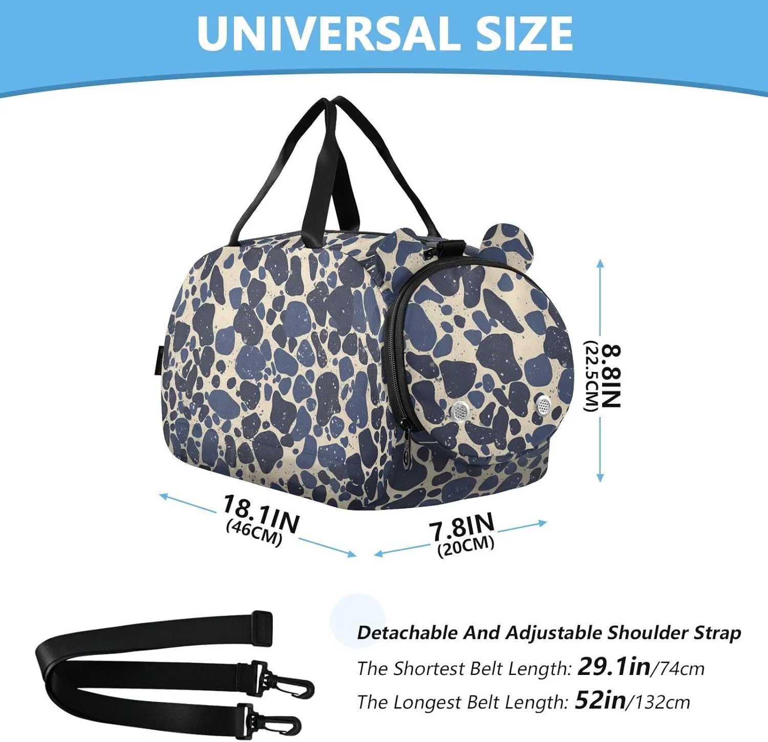 Animal Print Style Mediumslateblue Small Purse Crossbody with Shoes Compartment Practical Women's Shoulder Handbags for Take a walk