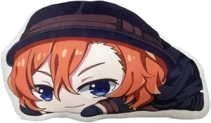 Anime BSD Plush Doll Hugged Pillow Cartoon Character Dazai Osamu Cute Plush Pillow Cushion Doll Toy Stuffed Cushion Birthday Xmas Gift Sofa Decoration