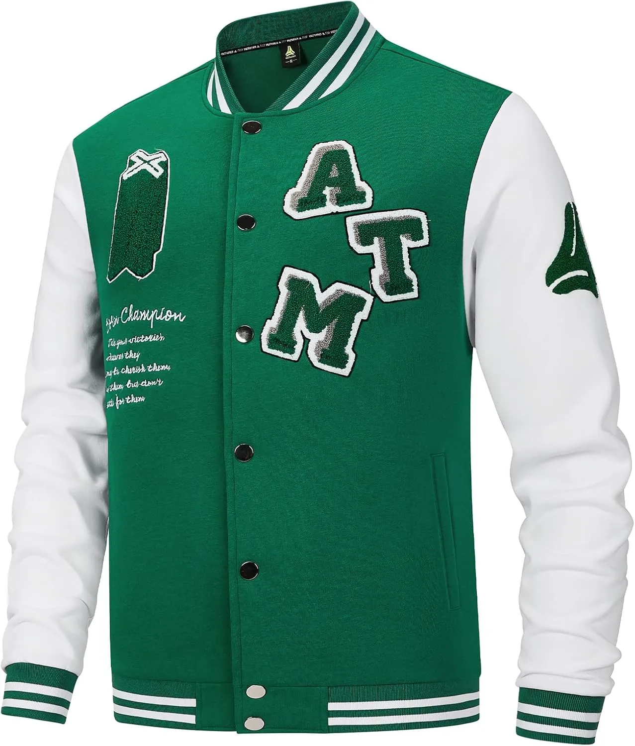 ANOTWENER Men's Varsity Jacket Vintage Baseball Button Jackets Long Sleeve with Letters Casual Coats for Men