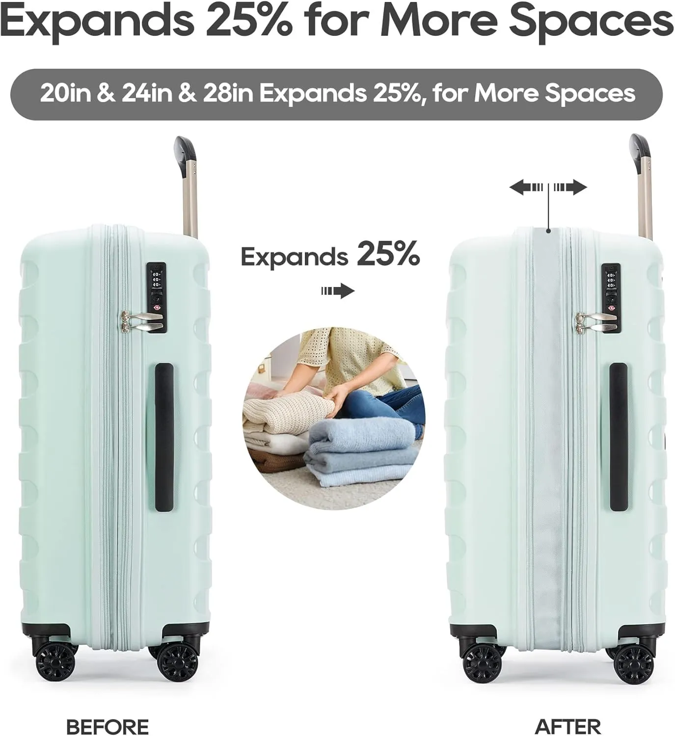 Anti-scratch PP Hardside Spinner 28inch Expansion double seal luggage Lightweight Spinner Suitcase Luggage