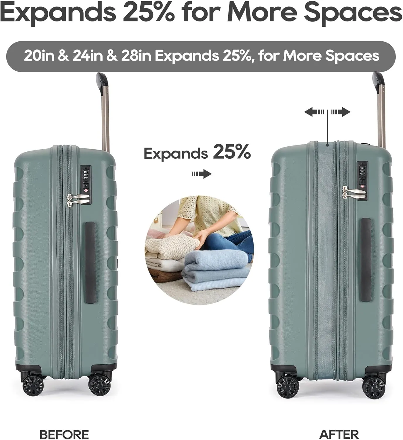 Anti-scratch PP Material Hardside Spinner luggage, 28inch Expansion luggage, Wear-resistant, Lightweight Spinner Expandable double seal Suitcase Luggage