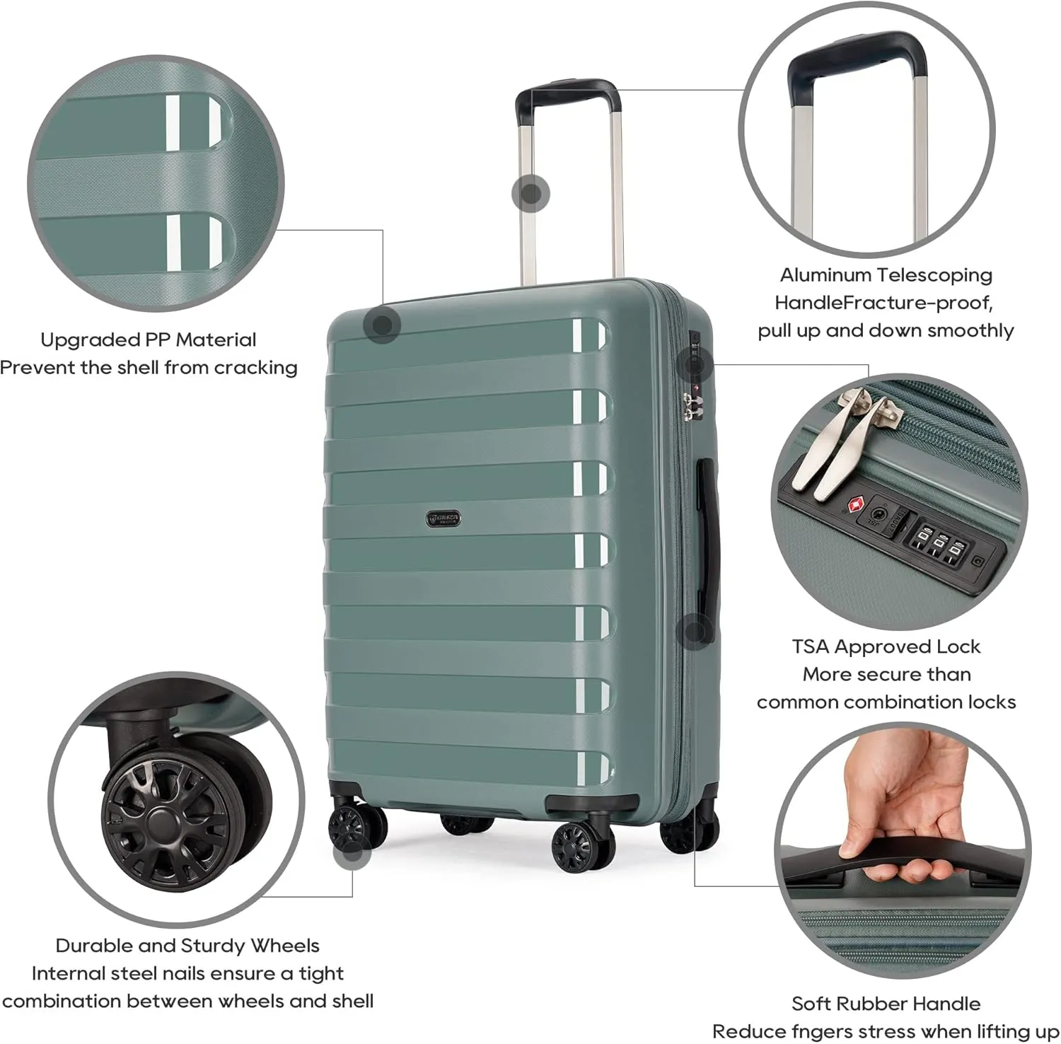 Anti-scratch PP Material Hardside Spinner luggage, 28inch Expansion luggage, Wear-resistant, Lightweight Spinner Expandable double seal Suitcase Luggage