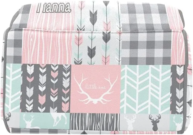Antlers Deer Elk Feather Arrow Patchwork Diaper Bags with Name Waterproof Mummy Backpack Nappy Nursing Baby Bags Gifts Tote Bag for Women