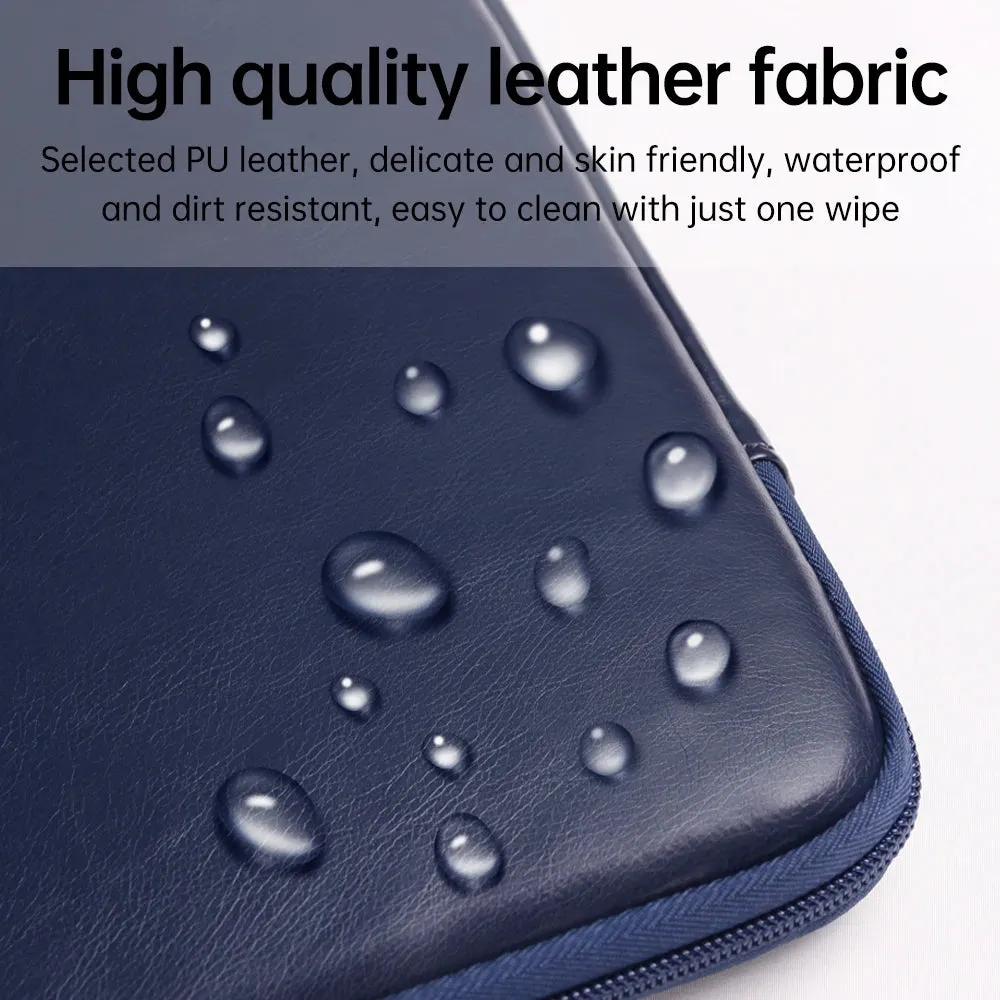 ANYPACK Laptop Handbag Silver Vegan Leather Sleek Protector Durable Lightweight For Travel And Work
