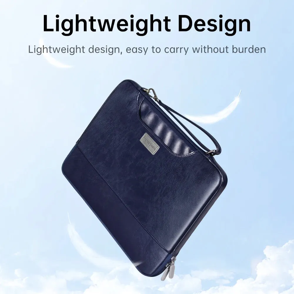 ANYPACK Laptop Handbag Silver Vegan Leather Sleek Protector Durable Lightweight For Travel And Work