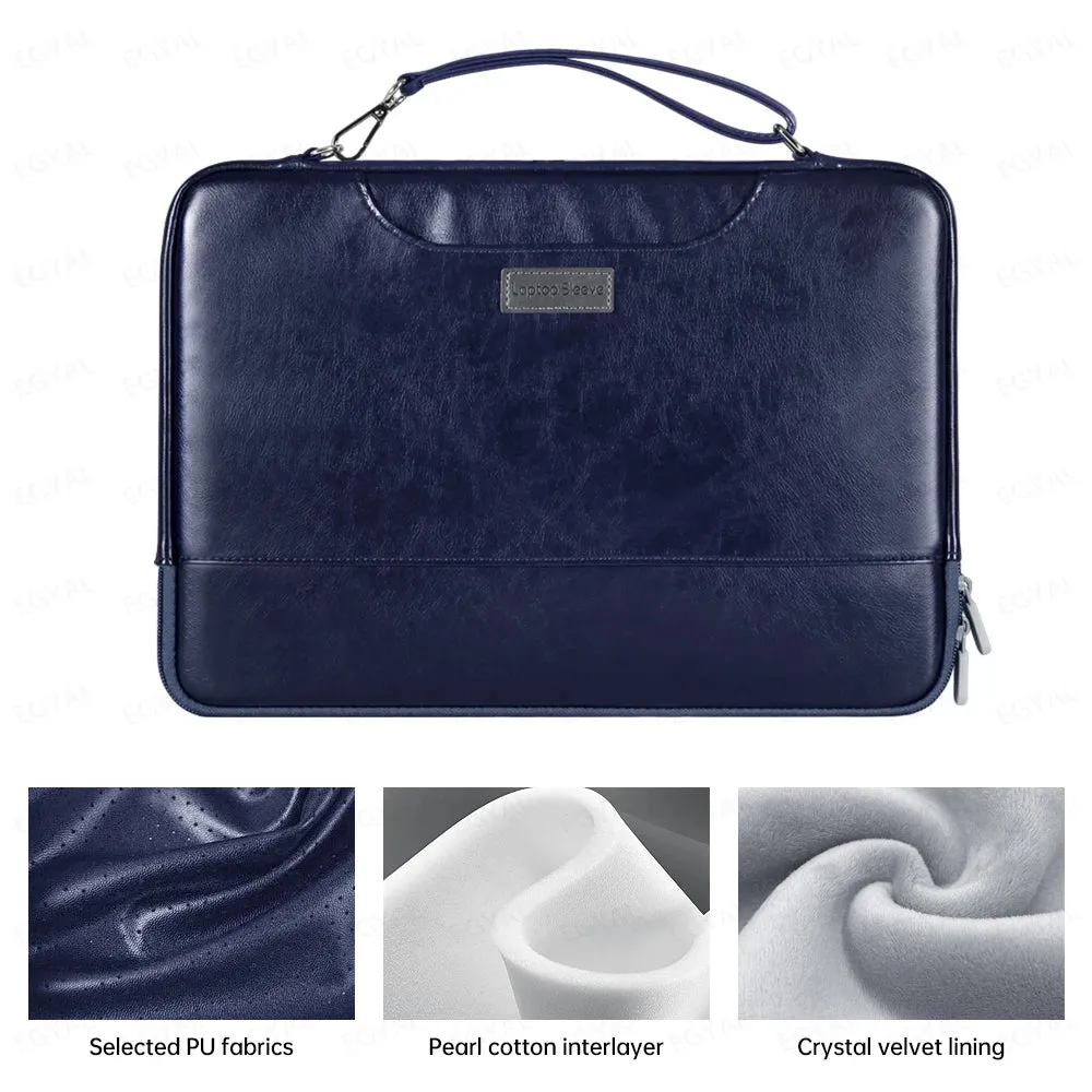 ANYPACK Laptop Handbag Silver Vegan Leather Sleek Protector Durable Lightweight For Travel And Work