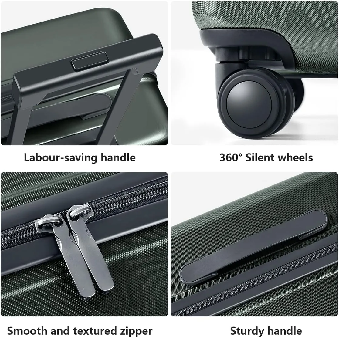 AnyZip Luggage Suitcases with Spinner Wheels PC ABS Hardshell TSA Lock Checked Luggage 24Inch Darkgreen