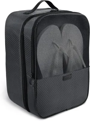 Aosbos 2 Layers Shoe Bags for Travel with Trolley Sleeve Portable Shoe Storage Pouch Shoe Packing Cubes with Structure, Honeycomb Grey