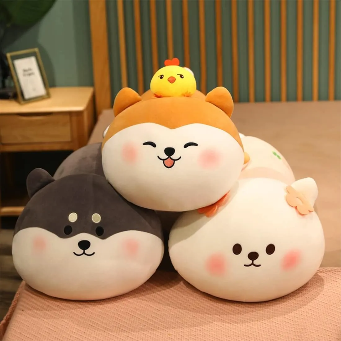 ARELUX 21.6" Soft Shiba Inu Stuffed Animal Plush Pillow,Cute Squishy Husky Dog Plushie Toy,Kawaii Puppy Hugging Pillow,Gifts for Kids Birthday, Valentine, Christmas