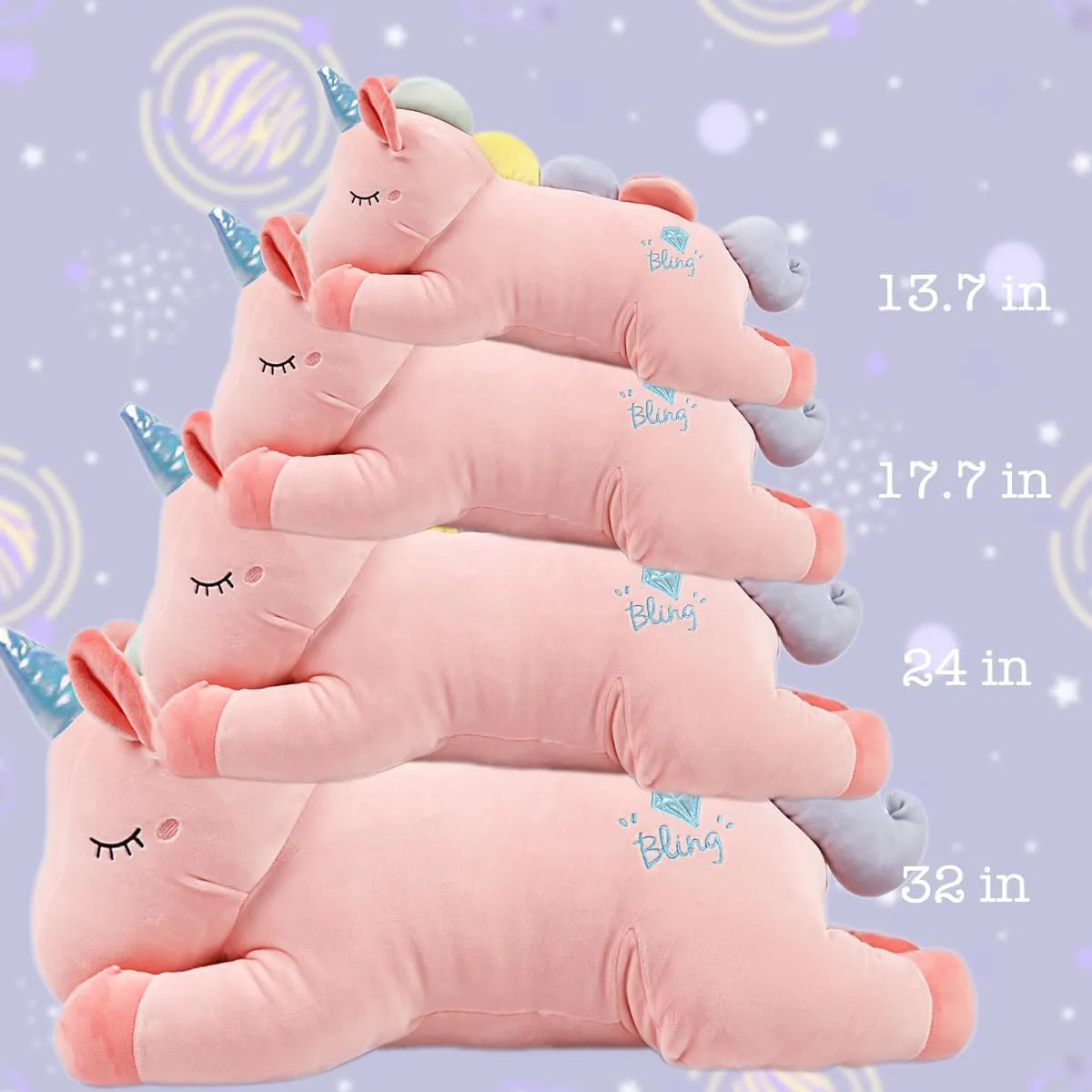 ARELUX 32in Cute Pink Giant Unicorn Stuffed Animals Plush:Soft Huggable Animal Unicorn Hugging Pillow, Big Unicorn Body Plushie,Large Unicorn Room Decor Friends Family Member