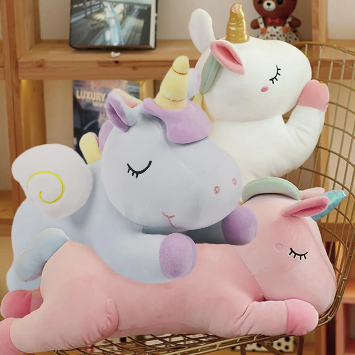 ARELUX 32in Cute Pink Giant Unicorn Stuffed Animals Plush:Soft Huggable Animal Unicorn Hugging Pillow, Big Unicorn Body Plushie,Large Unicorn Room Decor Friends Family Member