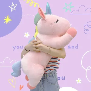 ARELUX 32in Cute Pink Giant Unicorn Stuffed Animals Plush:Soft Huggable Animal Unicorn Hugging Pillow, Big Unicorn Body Plushie,Large Unicorn Room Decor Friends Family Member