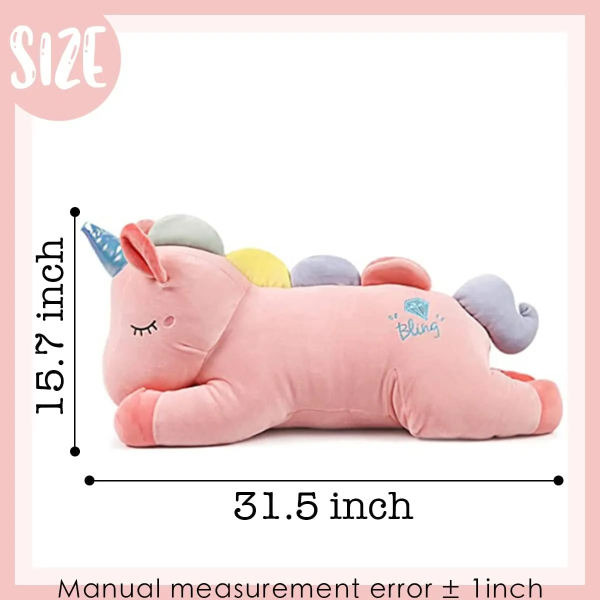 ARELUX 32in Cute Pink Giant Unicorn Stuffed Animals Plush:Soft Huggable Animal Unicorn Hugging Pillow, Big Unicorn Body Plushie,Large Unicorn Room Decor Friends Family Member