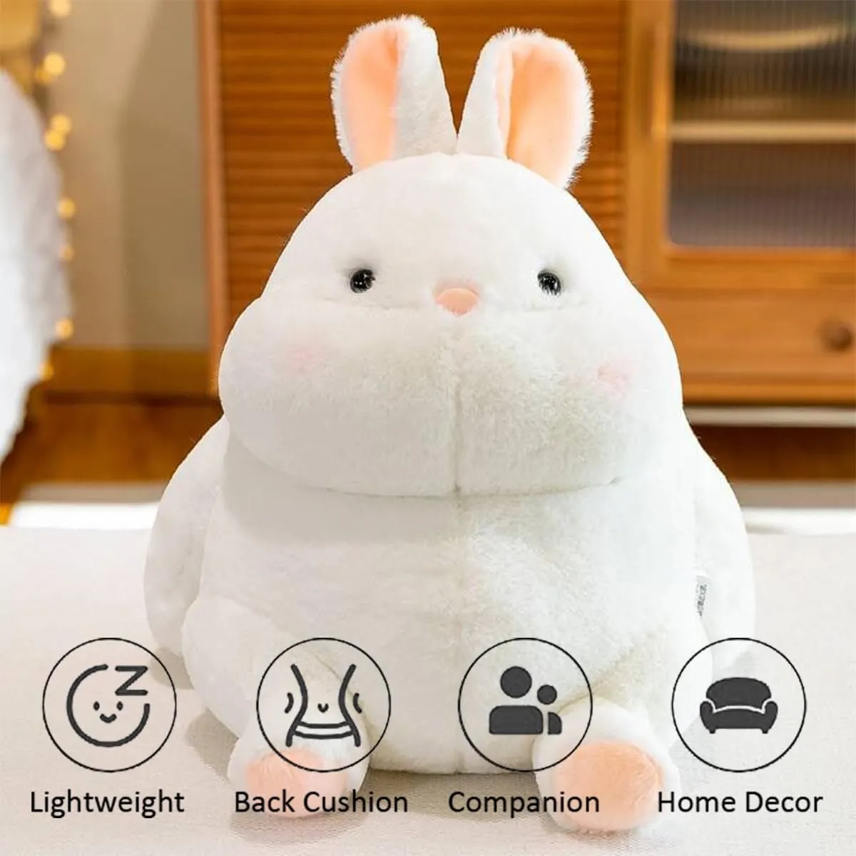 ARELUX Cute Bunny Plush Stuffed Animals Pillow:Soft Rabbit Plushie Toys Fat Hugging Plush Dolls Bedtime Kawaii Sleeping Plushie Home Decor Gifts for Girls Boys Kids Friend Birthday Christmas 18in