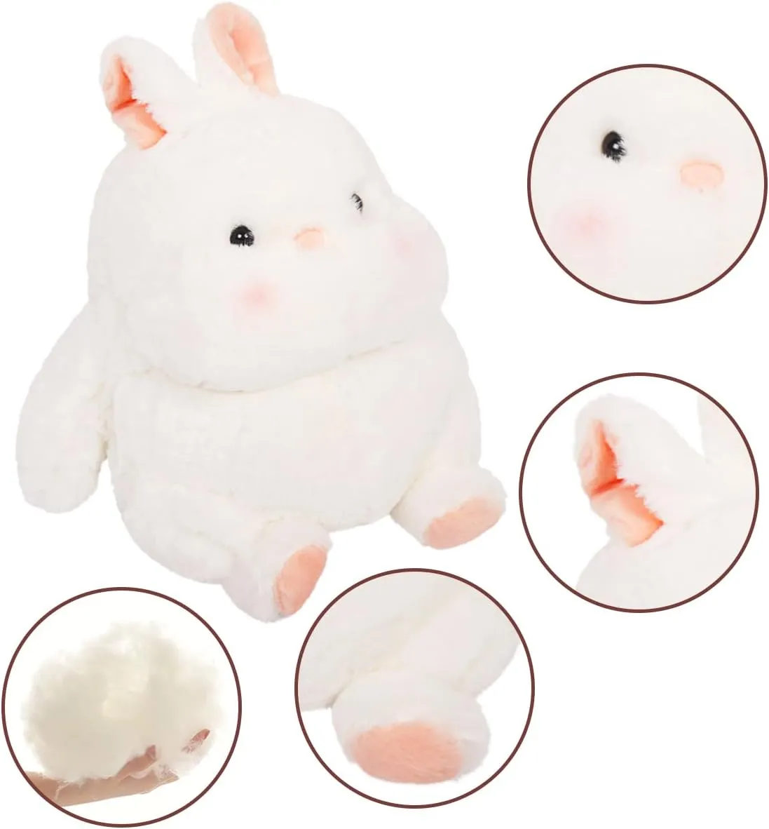 ARELUX Cute Bunny Plush Stuffed Animals Pillow:Soft Rabbit Plushie Toys Fat Hugging Plush Dolls Bedtime Kawaii Sleeping Plushie Home Decor Gifts for Girls Boys Kids Friend Birthday Christmas 18in