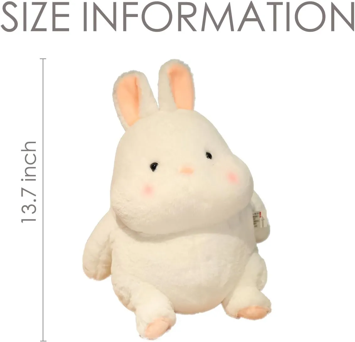 ARELUX Cute Bunny Plush Stuffed Animals Pillow:Soft Rabbit Plushie Toys Fat Hugging Plush Dolls Bedtime Kawaii Sleeping Plushie Home Decor Gifts for Girls Boys Kids Friend Birthday Christmas 18in