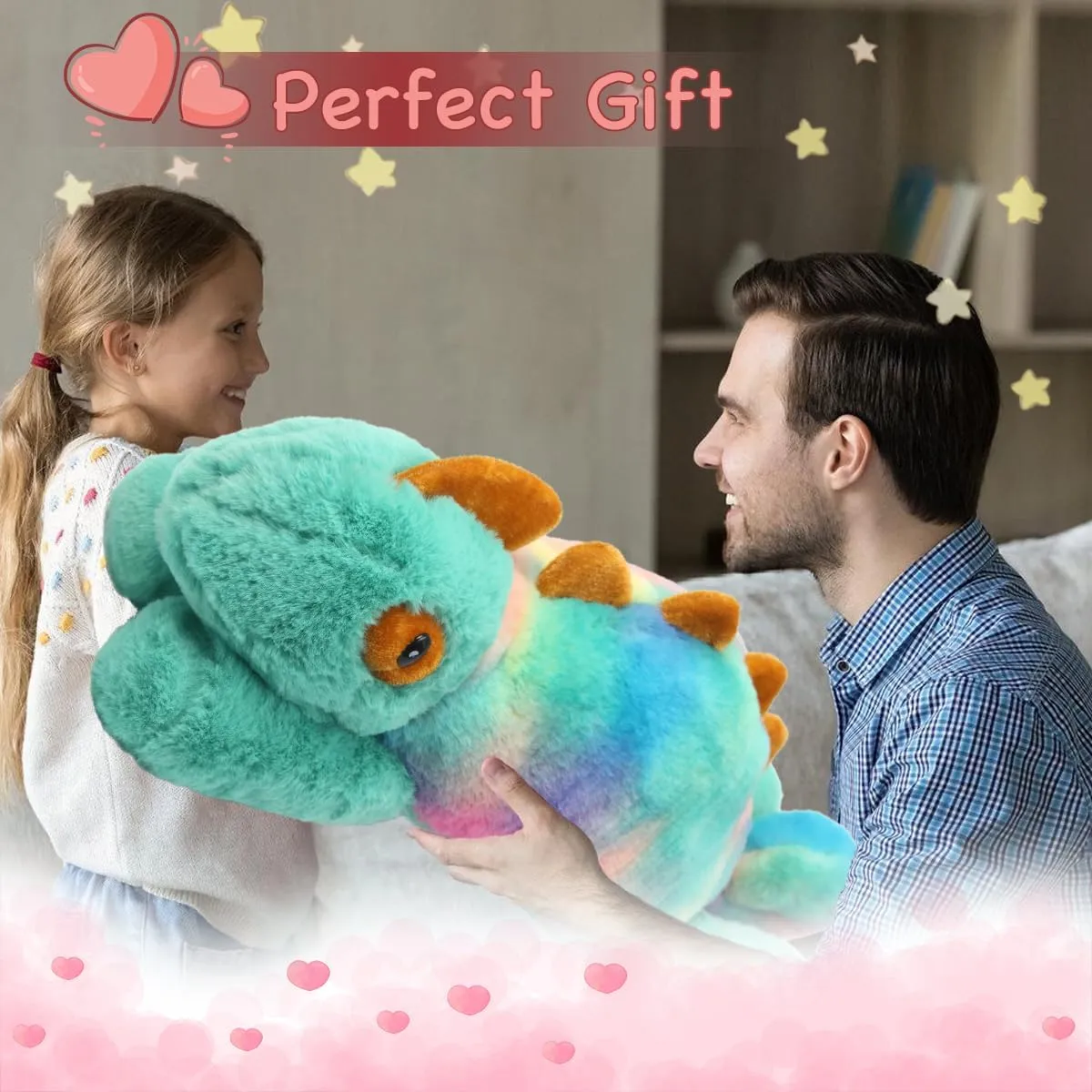 ARELUX Soft 18in Chameleon Stuffed Animals: Lizard Plush Cute Cuddly Body Pillow Hug Sleeping Fluffy Wild Animal Toys Bed Decor Plushie Doll Friends Family Member