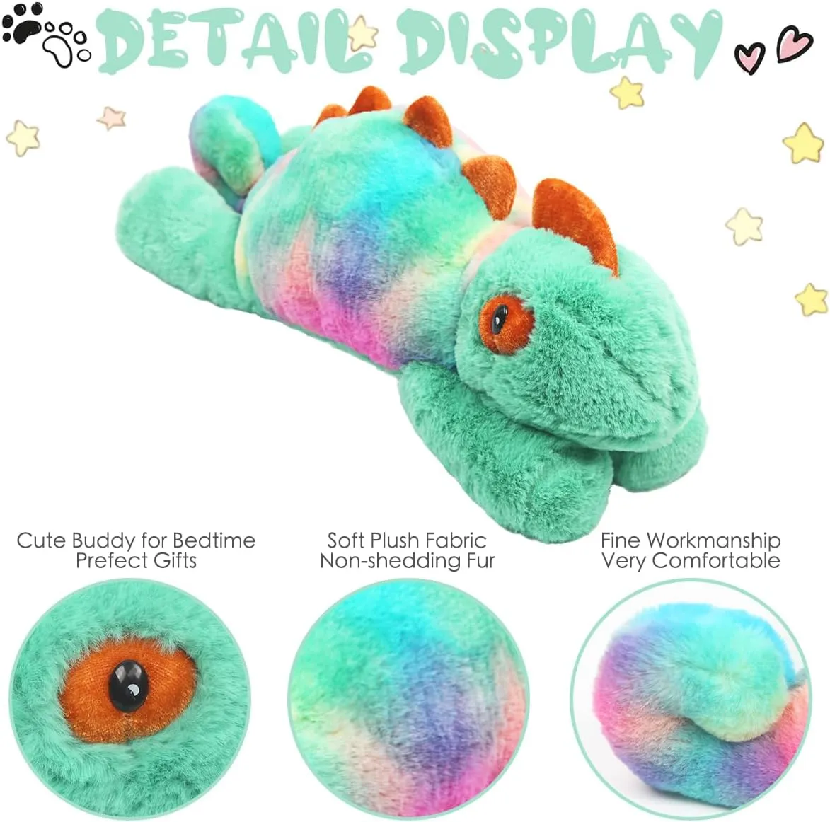 ARELUX Soft 18in Chameleon Stuffed Animals: Lizard Plush Cute Cuddly Body Pillow Hug Sleeping Fluffy Wild Animal Toys Bed Decor Plushie Doll Friends Family Member