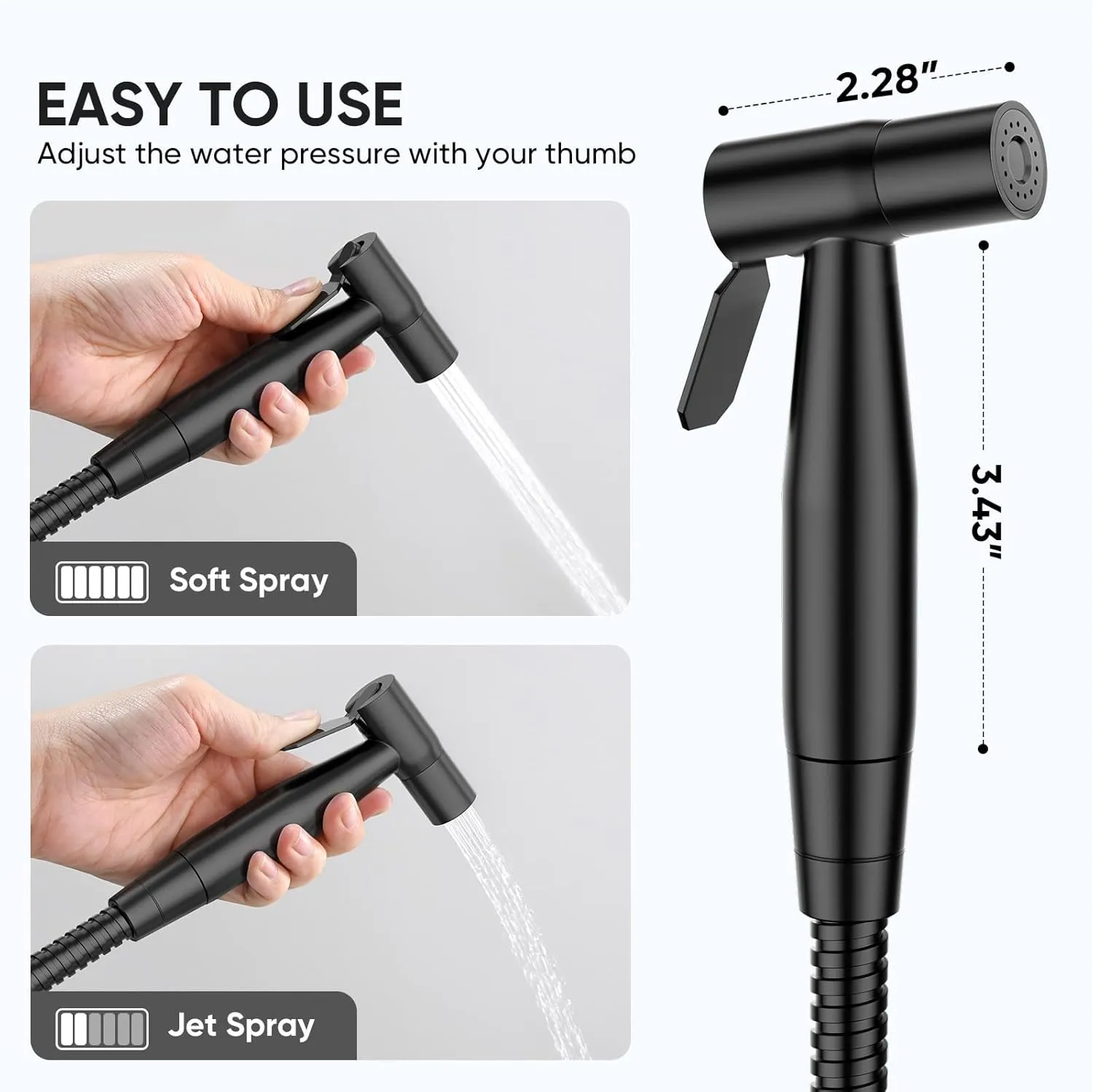 Arofa Black Bidet Sprayer for Toilet, Handheld Jet Sprayer Adjustable Water Pressure Muslim Shower with Bidet Hose, Bidets Faucet for Existing Toilets Cloth Diaper Spray for Baby/Feminine Wash