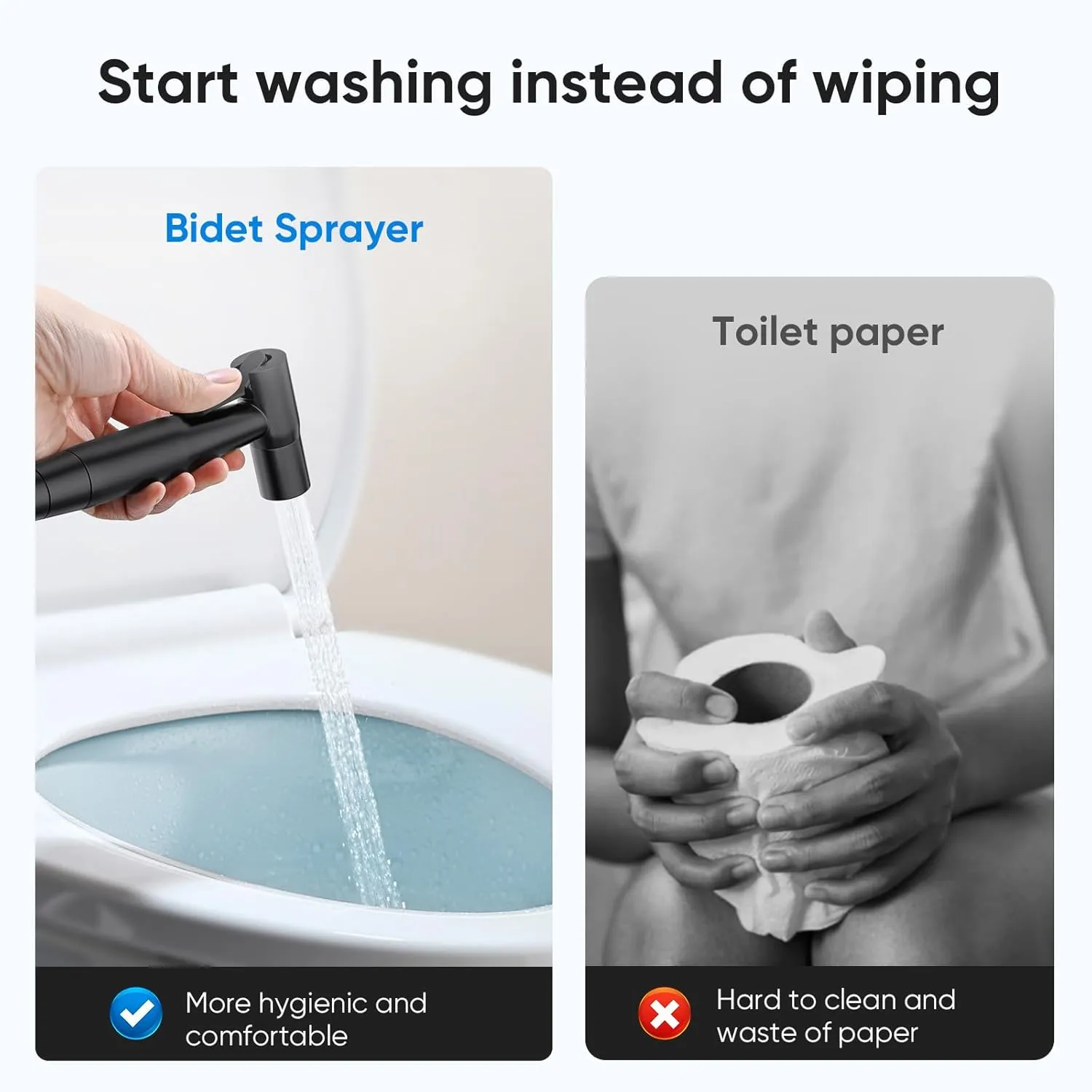 Arofa Black Bidet Sprayer for Toilet, Handheld Jet Sprayer Adjustable Water Pressure Muslim Shower with Bidet Hose, Bidets Faucet for Existing Toilets Cloth Diaper Spray for Baby/Feminine Wash