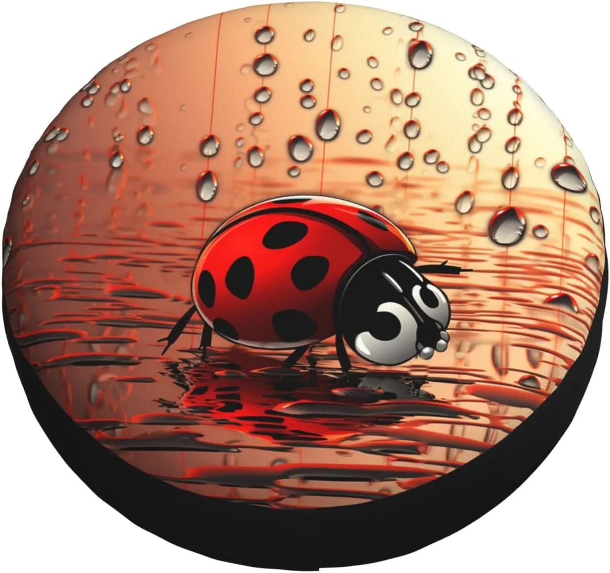 Art Ladybug Tracks Tire Cover Outdoor Waterproof Snow Sun Rain Wheel Cover Portable Wheel Bags Camper Spare Tire Cover Universal Car Tire Protectors for Trailer RV SUV
