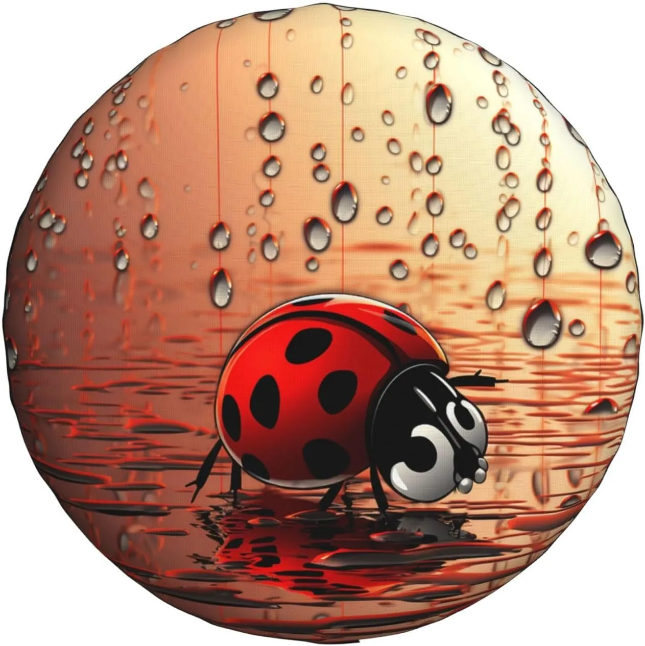 Art Ladybug Tracks Tire Cover Outdoor Waterproof Snow Sun Rain Wheel Cover Portable Wheel Bags Camper Spare Tire Cover Universal Car Tire Protectors for Trailer RV SUV