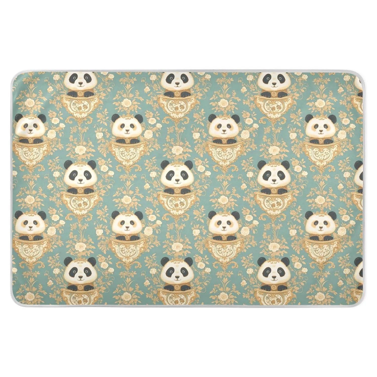 Art Panda Faces Flowers Extra Large Resuable Changing Pad Covers Water Resistant Diaper Changing Mat Portable Diaper Pads for Children Adults Pets 52" L x 34" W
