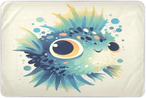 Art Puffer Fish Deep Sky Blue Extra Large Resuable Training Pee Pads for Kids Soft Absorbent Toddler Bed Pee Pads Slip-Resistant Diaper Pads for Baby Toddler Children 52" L x 34" W
