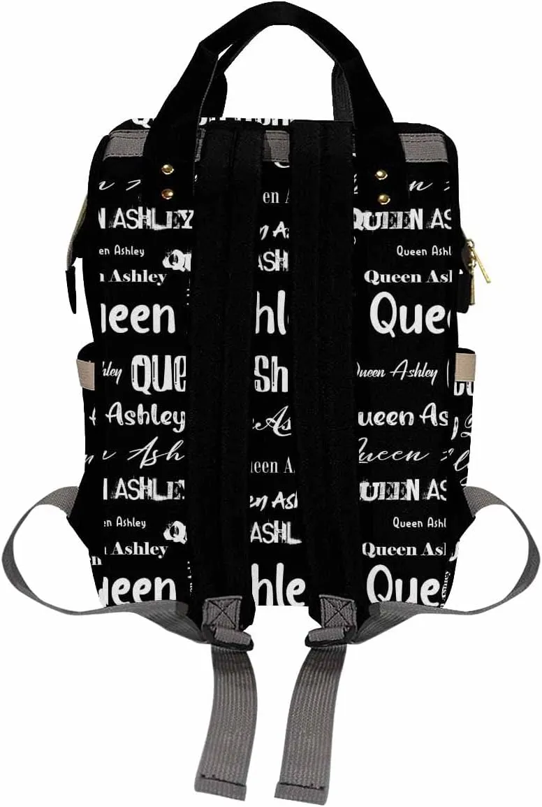 Artsadd Personalized Diaper Bag with Name, Customized Black Signature Nappy Backpack with Thermal Pockets Multi-function Baby Bags Handbag Shoulder Bag for Girls Boys