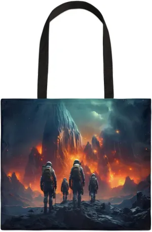 Astronaut Looking Up At Earth Canvas Tote Bag for Women Men Stylish Tote Handbag Shoulder Bag Reusable Grocery Bag
