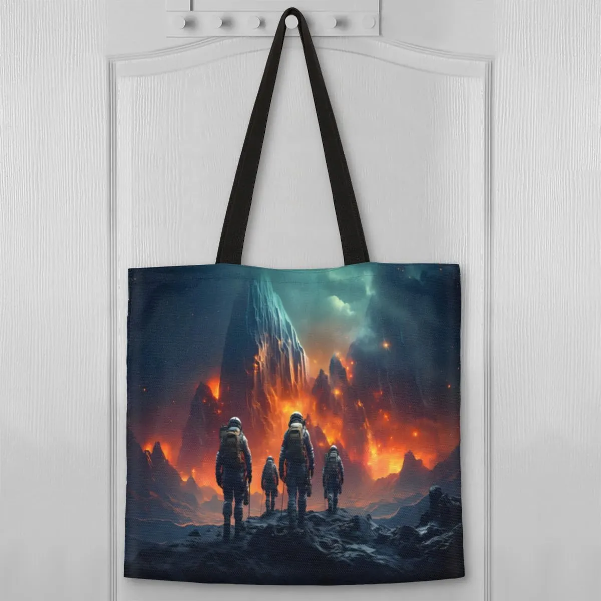 Astronaut Looking Up At Earth Canvas Tote Bag for Women Men Stylish Tote Handbag Shoulder Bag Reusable Grocery Bag