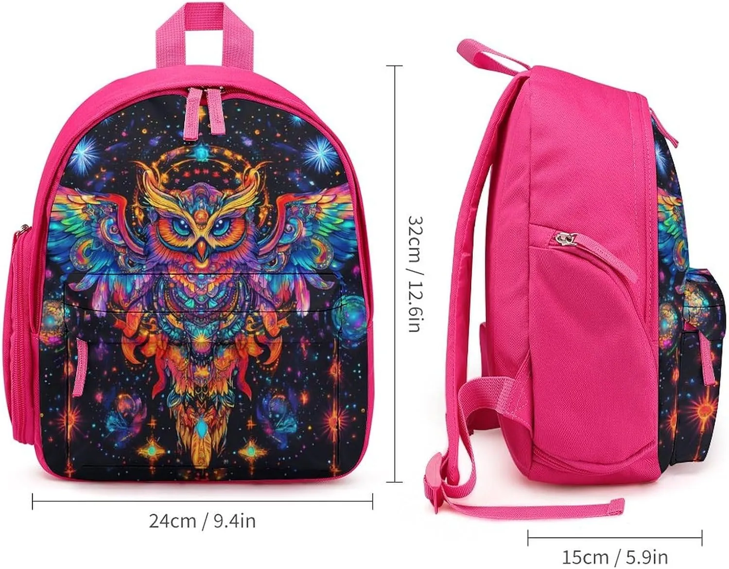 Astronomical Owl God Small Travel Laptop Backpack Casual Daypack with Side Pockets for Shopping Work