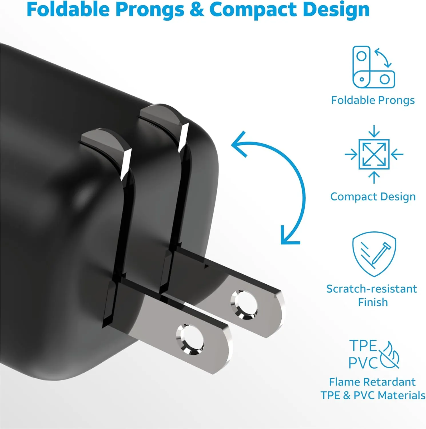 AT&T USB-C Wall Charger Fast Charging Power Adapter Foldable Prongs Travel-Friendly for Compatible with iPhone iPad Samsung Galaxy Google Pixel (30W Black)