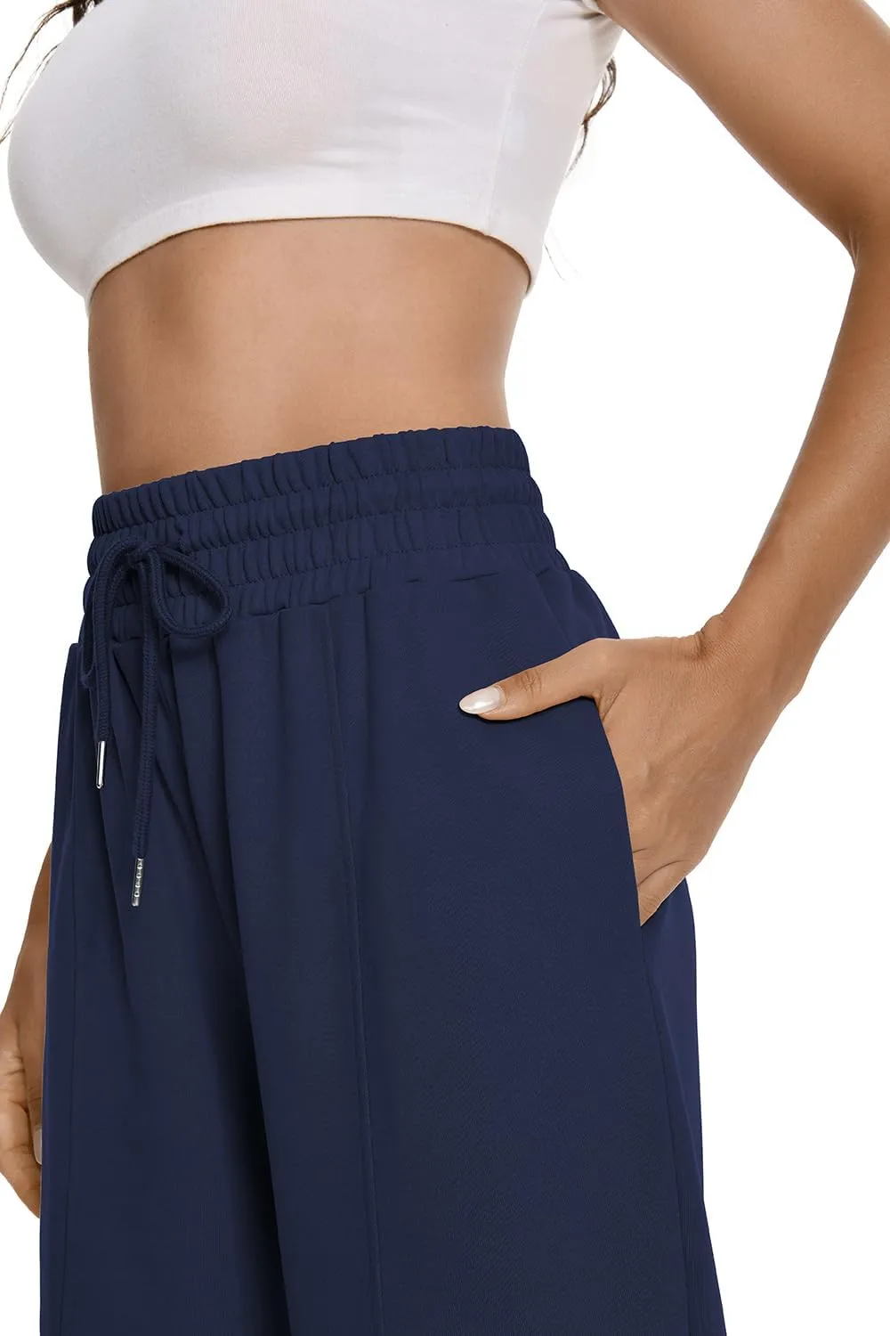 Auriviz Womens High Waisted Drawstring Sweatpants Straight Leg Pants Side Hidden Pockets Sweat Pants 30‘’ Inseam