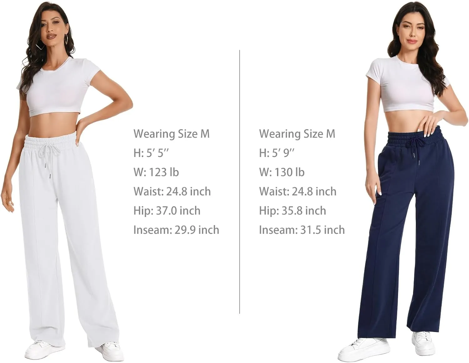 Auriviz Womens High Waisted Drawstring Sweatpants Straight Leg Pants Side Hidden Pockets Sweat Pants 30‘’ Inseam