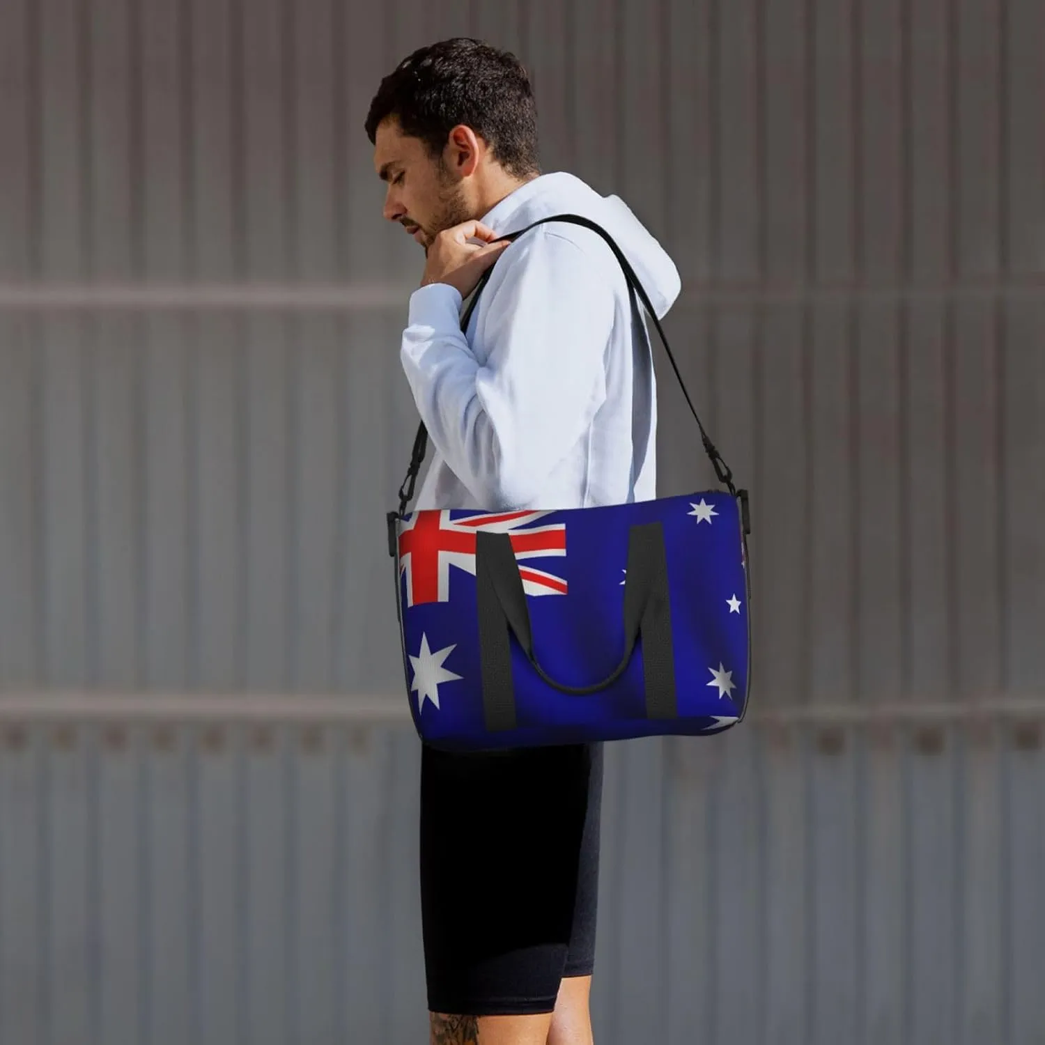 Australian Flag Travel Duffel Bag Carry On Tote Bags For Men,Weekender Overnight Bag,Sports Tote Gym Bag