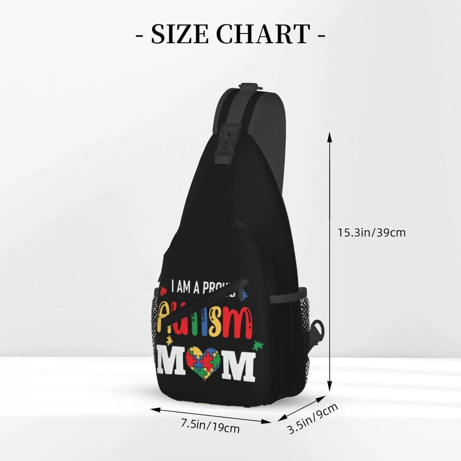 Autism Awareness Mom Crossbody Bag Adjustable Sling Bag Casual Chest Bags Travel Shoulder Backpack