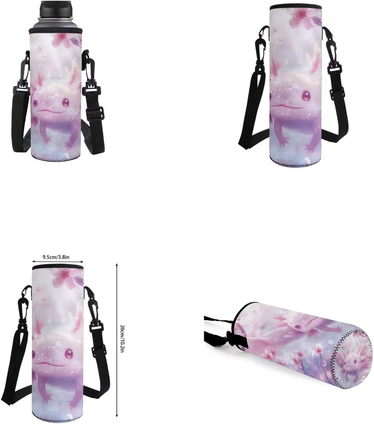 Axolotl Backpack for Girls 8-10 Toddler Girl School Backpack with Lunch Bag Pencil Case Bottle Sleeve Kids Backpack Set for Kindergarten Elementary Middle School Student