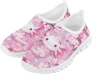 Axolotl Shoes for Girls Little Kid Sneakers Cartoon Print Running Shoes for Girls