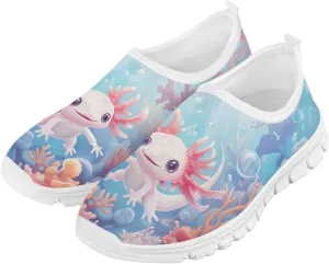 Axolotl Shoes for Girls Little Kid Sneakers Cartoon Print Running Shoes for Girls