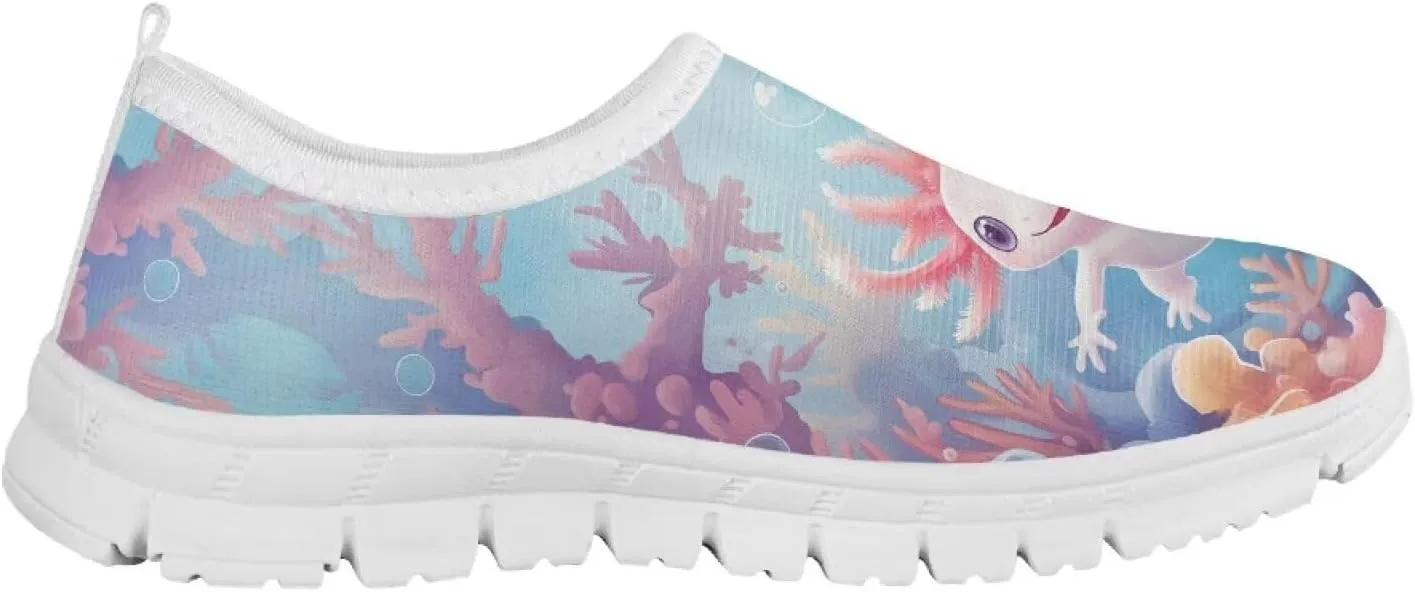 Axolotl Shoes for Girls Little Kid Sneakers Cartoon Print Running Shoes for Girls
