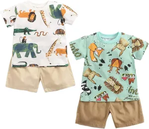 Baby Boys 4-Piece Cotton Shorts T-Shirt Summer Outfit Sets Infant Clothes